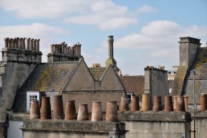 Old Rooftops with Chimneys in Bath